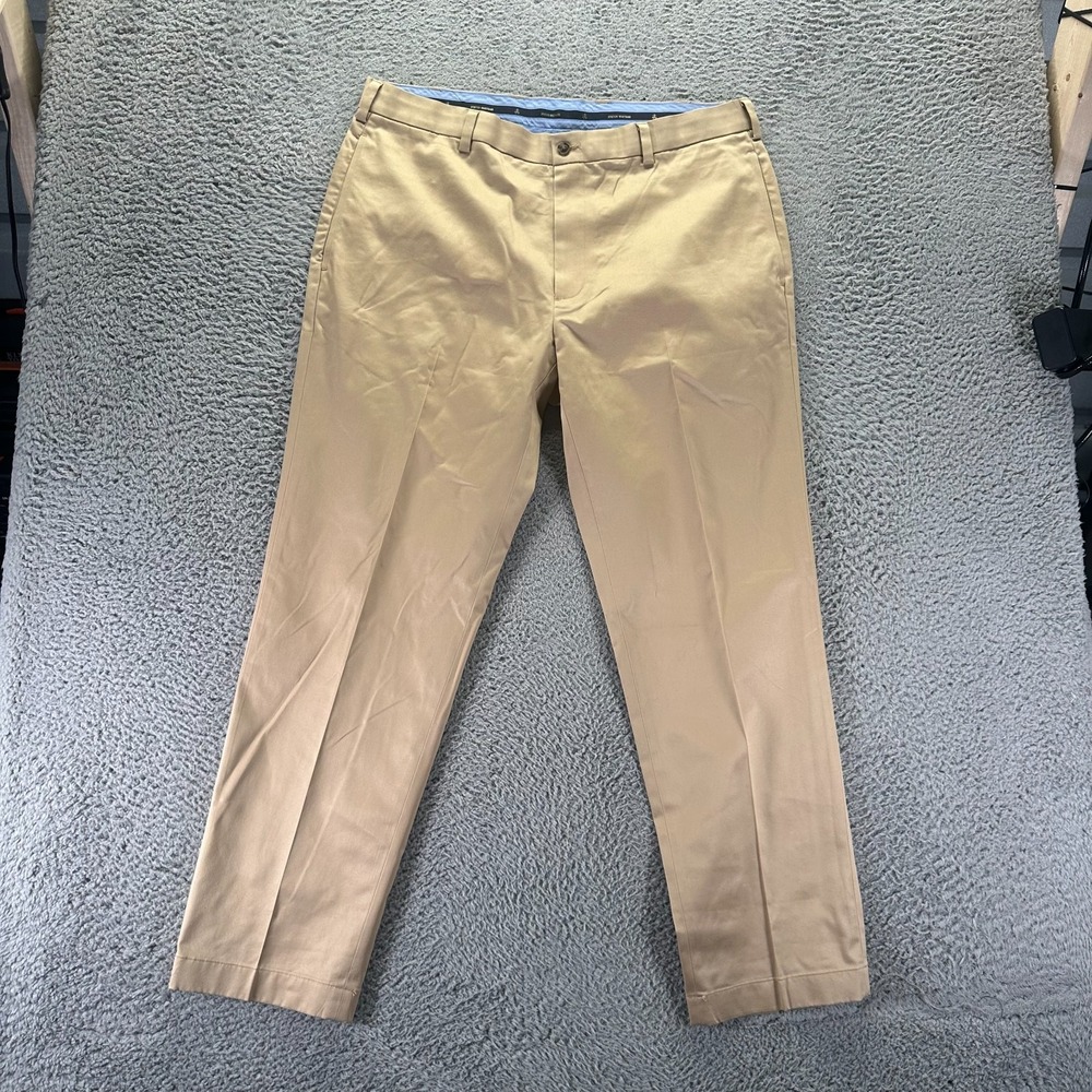 Brooks Brothers Advantage Pant Mens 38x30 Beige Cotton Chino Clark Fit Stretch